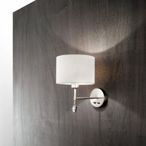 Perenz - Applique cromo spazzolato-paralume tessuto