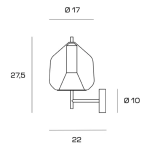 Sforzin Miloox - X-ray lampada a parete vetro grande trasparente