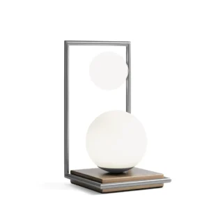 Sforzin Miloox - Buble lampada da tavolo 2 sfere verso dx acciaio spazzolato