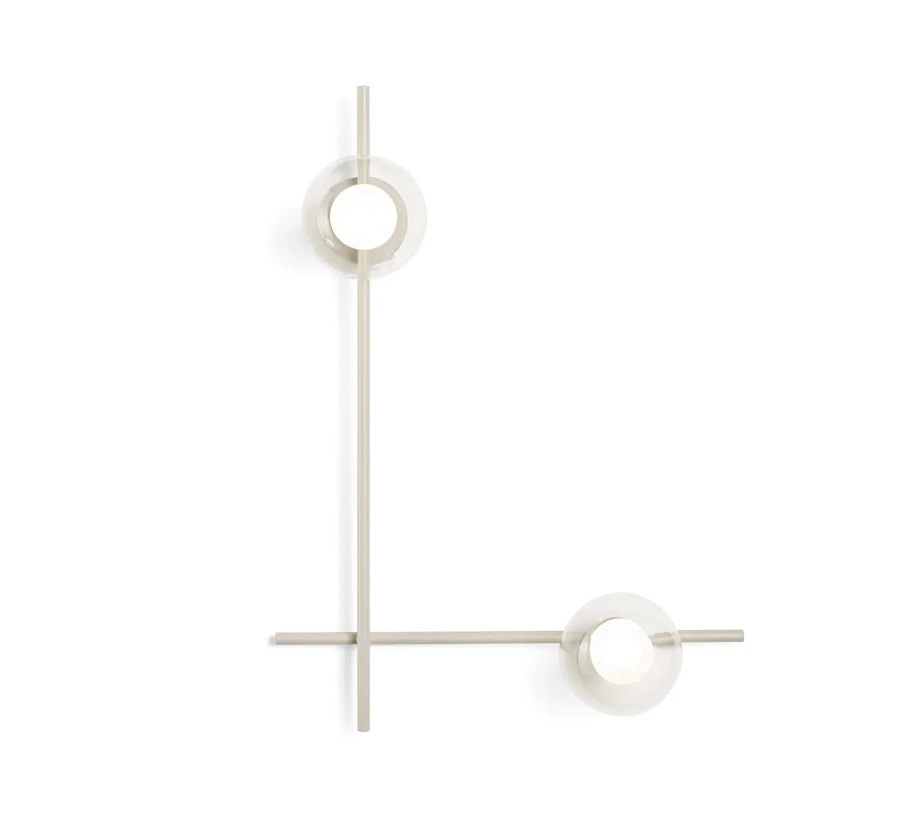 Sforzin Miloox - Mikado lampada a parete/soffitto con montatura in metallo verniciato cipria opaco vetri trasparenti