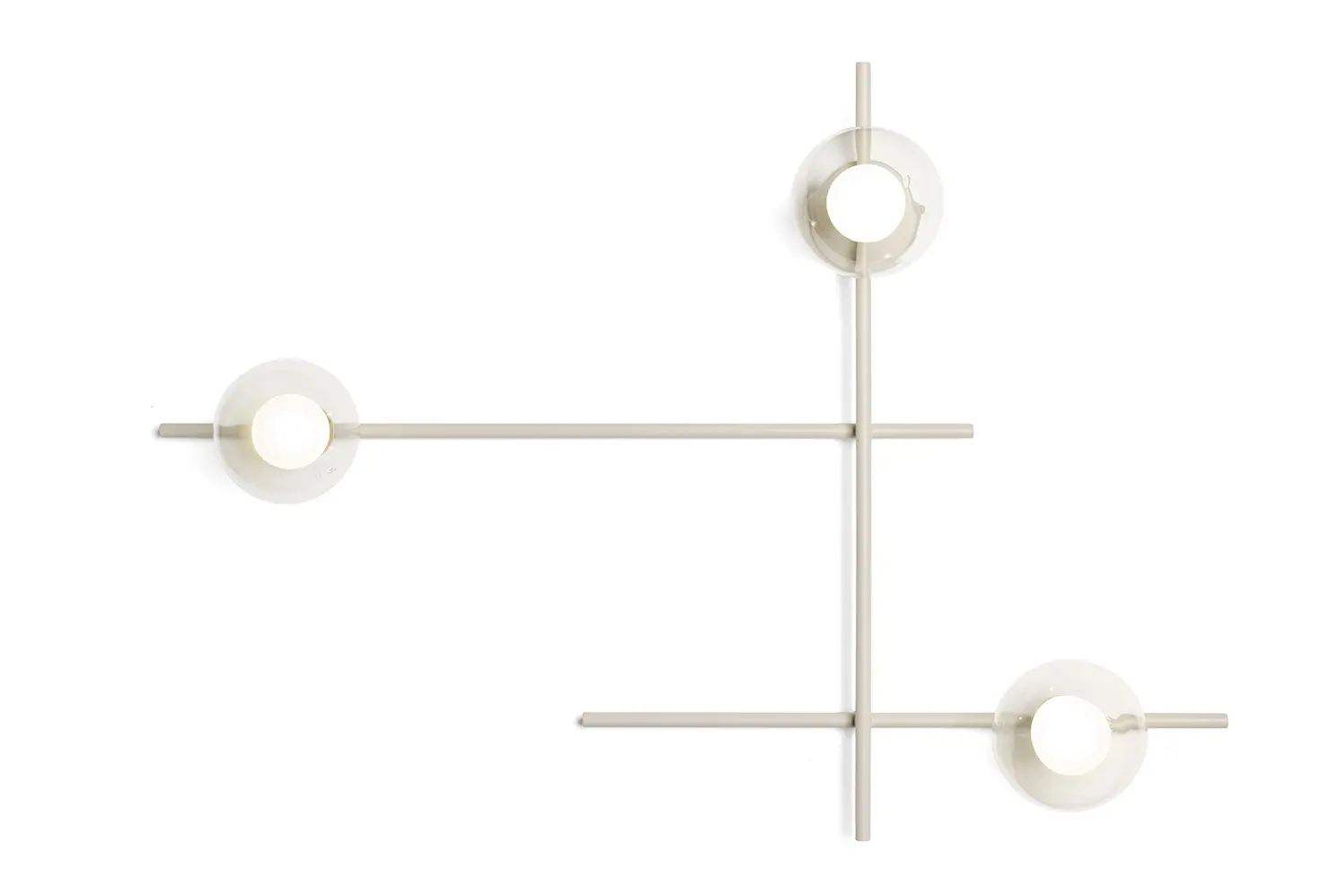 Sforzin Miloox - Mikado lampada a parete/soffitto con montatura in metallo verniciato cipria opaco vetri trasparenti - immagine 3