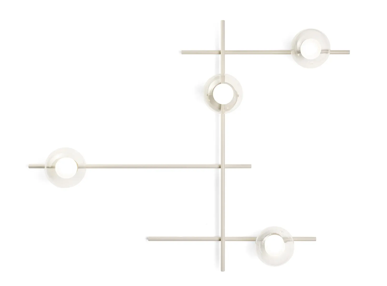 Sforzin Miloox - Mikado lampada a parete/soffitto con montatura in metallo verniciato cipria opaco vetri trasparenti - immagine 5