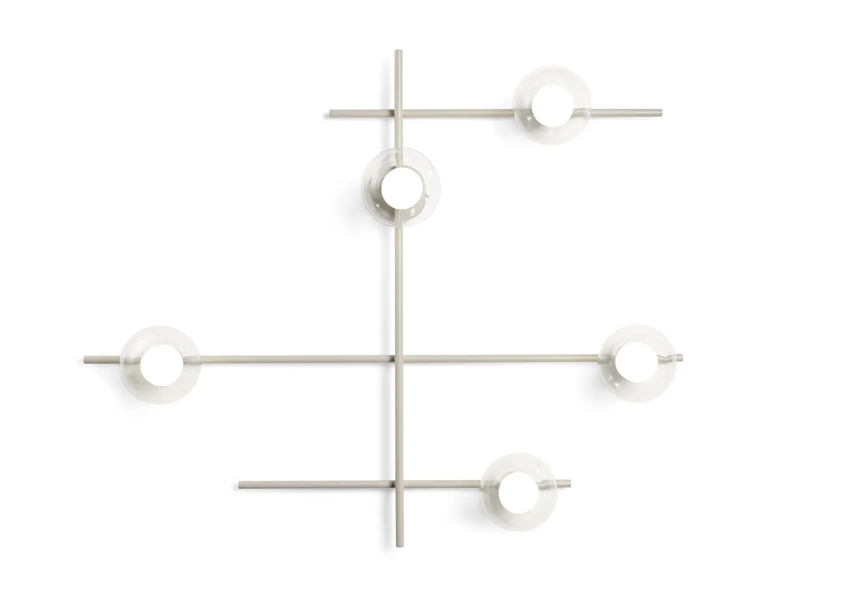 Sforzin Miloox - Mikado lampada a parete/soffitto con montatura in metallo verniciato cipria opaco vetri trasparenti - immagine 7