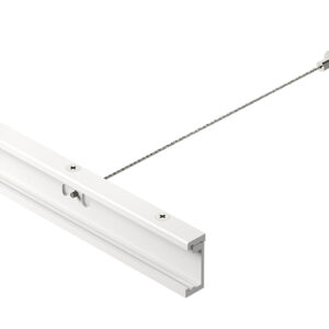 GBIS03 Kit sospensione dotato di 1 staffa per unire 2 binari, di 1 cavo in acciaio di 2 m e 1 bloccacavo a soffitto