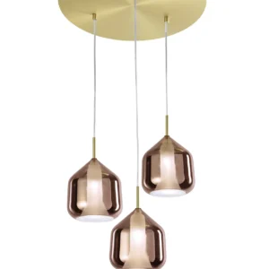 Sforzin Miloox - X-ray lampada a sospensione tre luci vetri grande rame