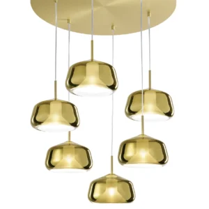 Sforzin Miloox - X-ray lampada a sospensione sei luci vetri bassi oro