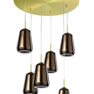 Sforzin Miloox - X-ray lampada a sospensione sei luci vetri alti bronzo